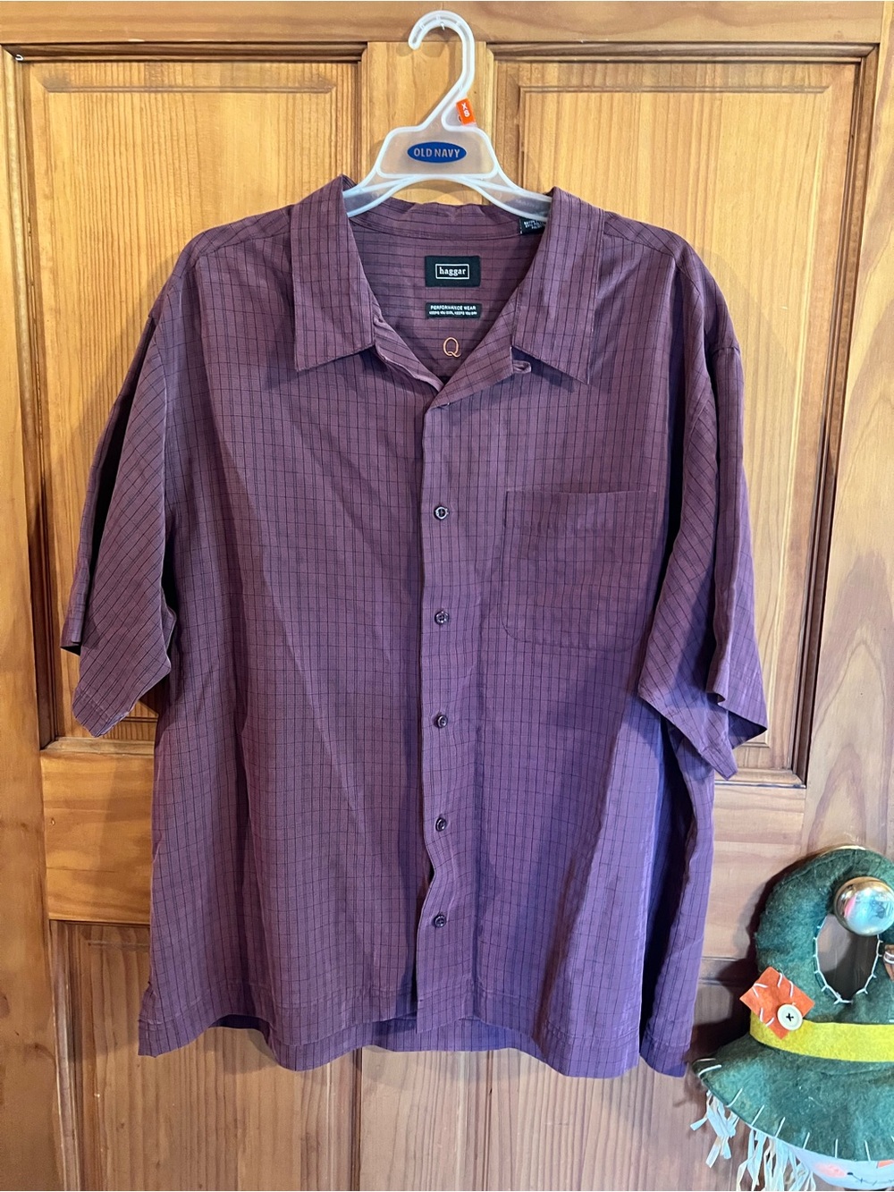 Haggar Purple Short-Sleeve Button-Down Shirt